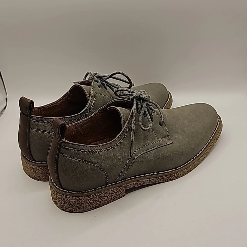 Deer Stags Zander Plain Toe Oxford Grey Faux Leather boys size 2